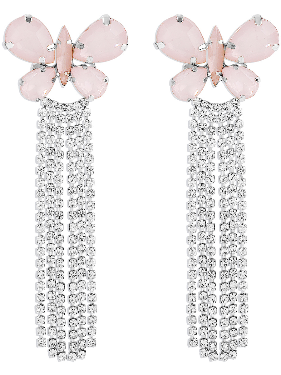 Crystal Butterfly Tassel Rhinestone Earrings