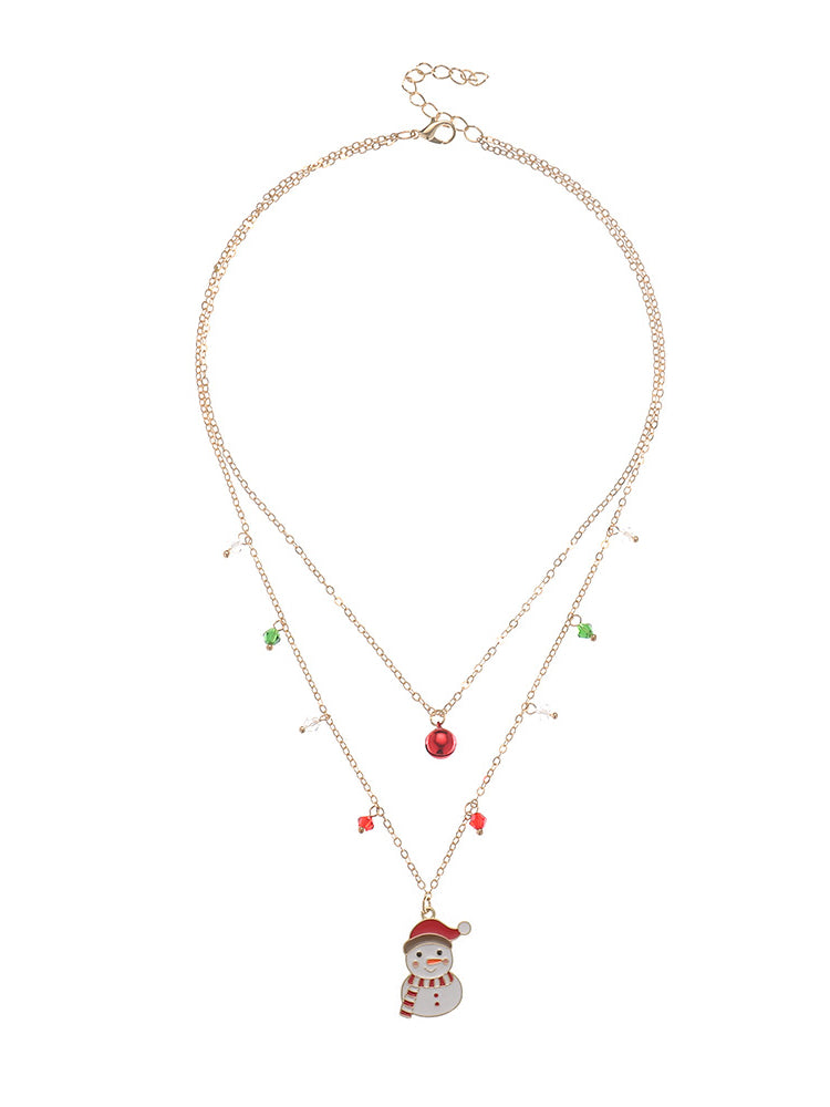 Christmas Double Layer Snowman Necklace