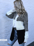 Contrast Panel Knitted Cardigan