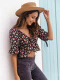 Flower Cropped Blouse