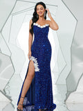 Nvuvu Enchanting Blue Delicate Sequin Lace Wrap Dress