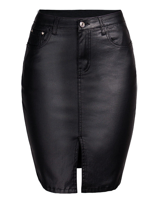 Nvuvu Black Front Split Smoothness Skirt