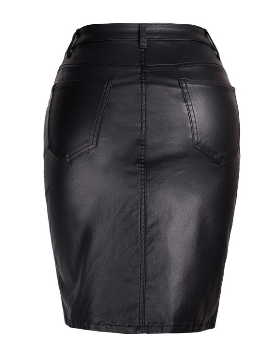 Nvuvu Black Front Split Smoothness Skirt