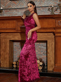 Nvuvu Elegant Sequin Velvet One-Shoulder Dress