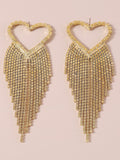 Heartfelt Tassel Rhinestone Embellishments Earrings