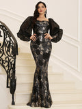 Nvuvu Spectacular Black Sequin Floral Backless Dress