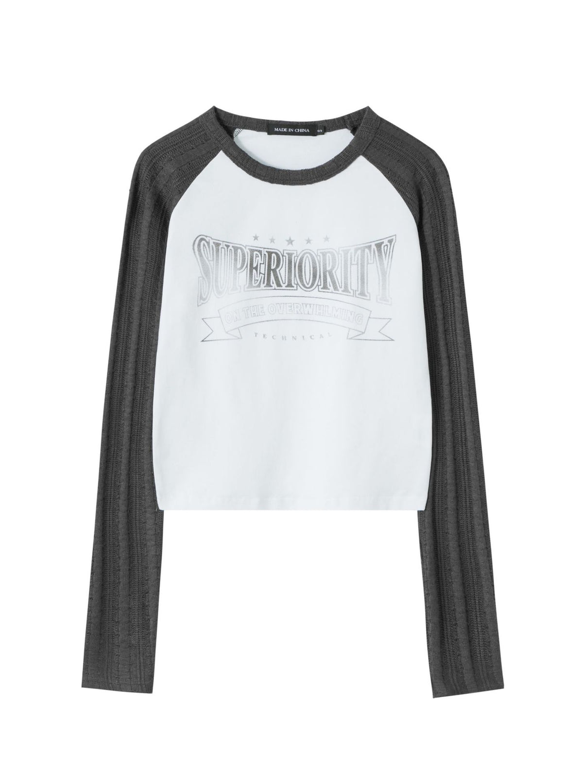 Nvuvu Knit Long Sleeve Patchwork Gradient Print T-Shirt