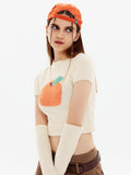 Nvuvu Knit Short Sleeve Apple Print Sweater