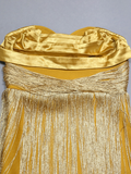 Yellow Ruffles Silk Tassel Trim Dress