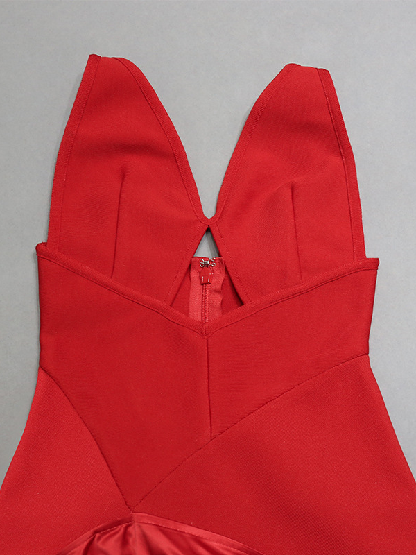 Strappy Red V-Neck Cut-Out Dress