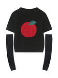 Nvuvu Knit Short Sleeve Apple Print Sweater