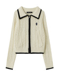 Nvuvu Slim Fit Collared Swirling Stripes Knitted Cardigan