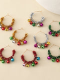 Boucles d'oreilles cloches colorées en tweed de Noël
