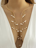 Fringed Faux Pearl Pendant Necklace