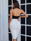 Nvuvu Dinah Black&White Off-Shoulder Sparkly Dress