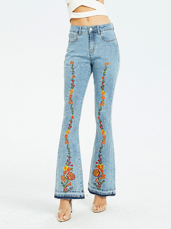Embroidered High Waisted Jeans