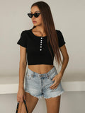 Short Solid Color Knitted Top