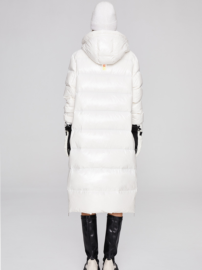 Hooded White Duck Down Long Warm Jacket