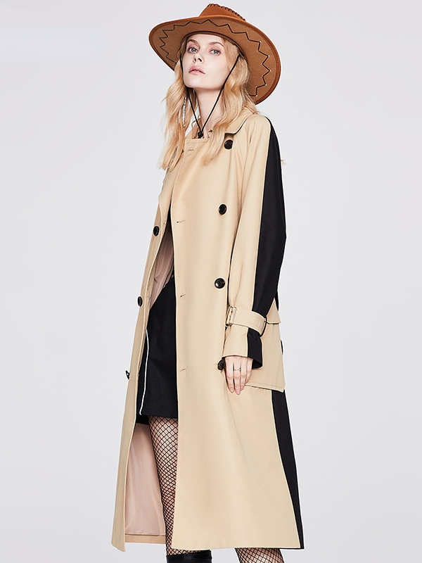 Double-breasted Khaki Long Trench Coat