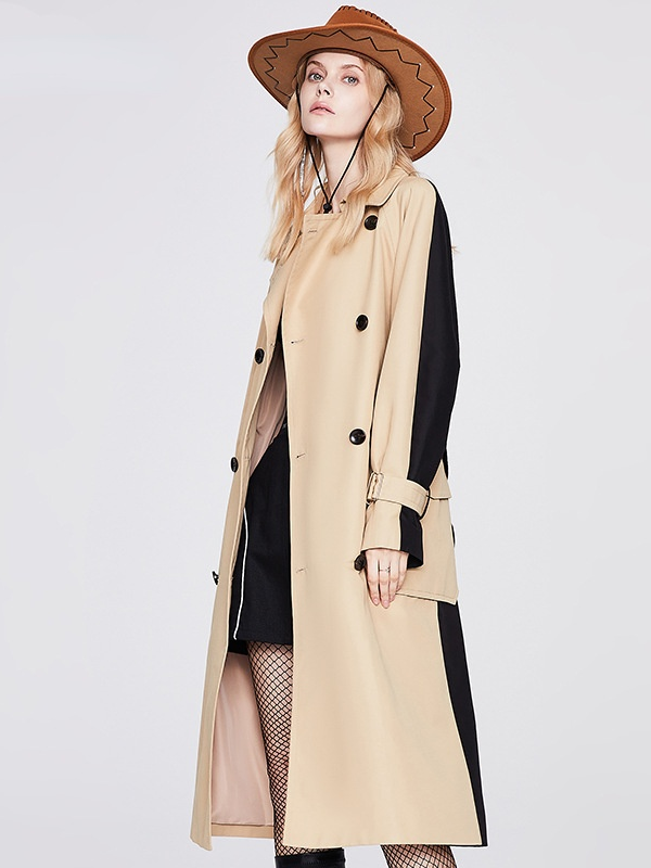 Double-breasted Khaki Long Trench Coat