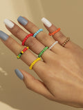 Bohemian Colorful Beaded Combination Ring Set