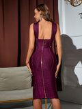 Classic Glam Purple Sequin Bodycon Party Dress