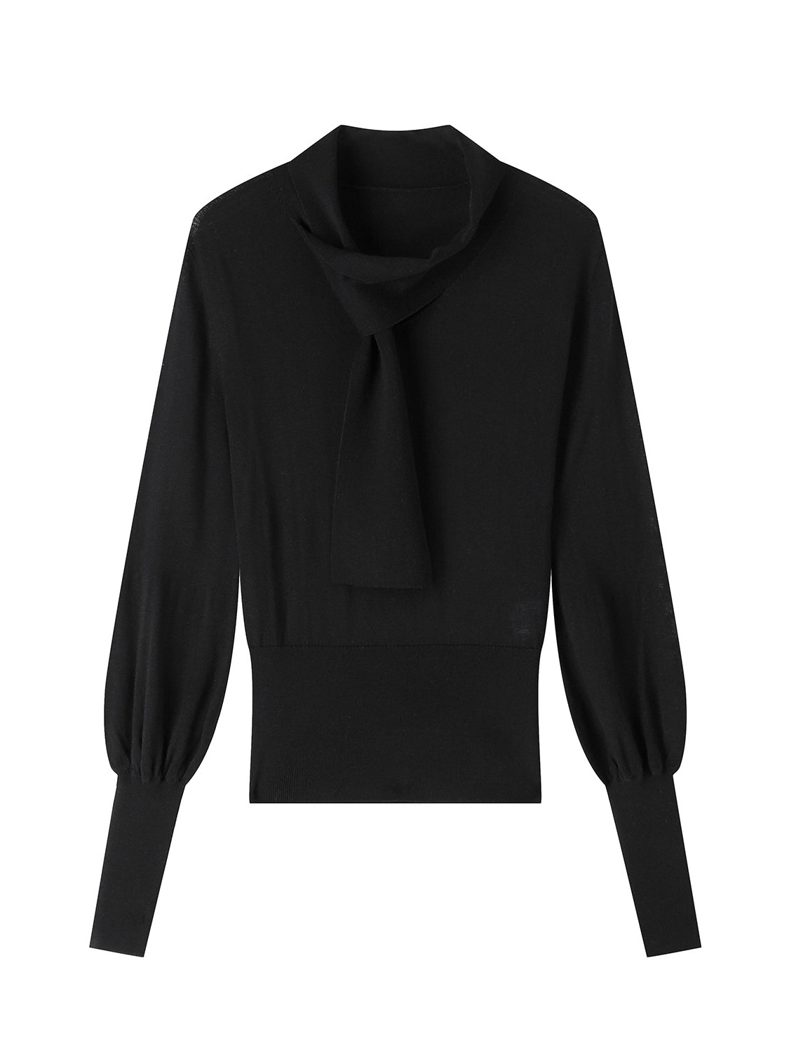 Party Mode Ribbed  Scarf Neckline Sweater Top
