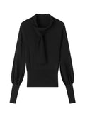 Party Mode Ribbed  Scarf Neckline Sweater Top