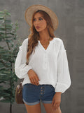 White Striped Flax Button-Up Top