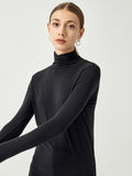 Meet Cozy Washed Black Knit Long Sleeve Turtleneck Sweater