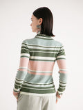 Autumn Leaves Multi Stripe Mock Neckline Knit Sweater