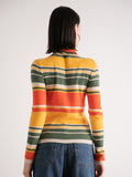 Autumn Leaves Multi Stripe Mock Neckline Knit Sweater