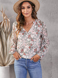 Wrapped in Blooms Floral Balloon Sleeve Wrap Top