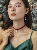 Rote Samt-Weihnachtsschneeflocke-Halskette
