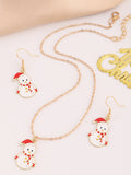 Weihnachten Elch Schneemann Ohrringe Halskette Set