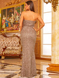 Nvuvu Beaded Embroidered Strapless Sparkly Gown