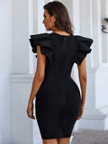 Nvuvu Cause to Celebrate Black Ruffled Tiered Midi Dress