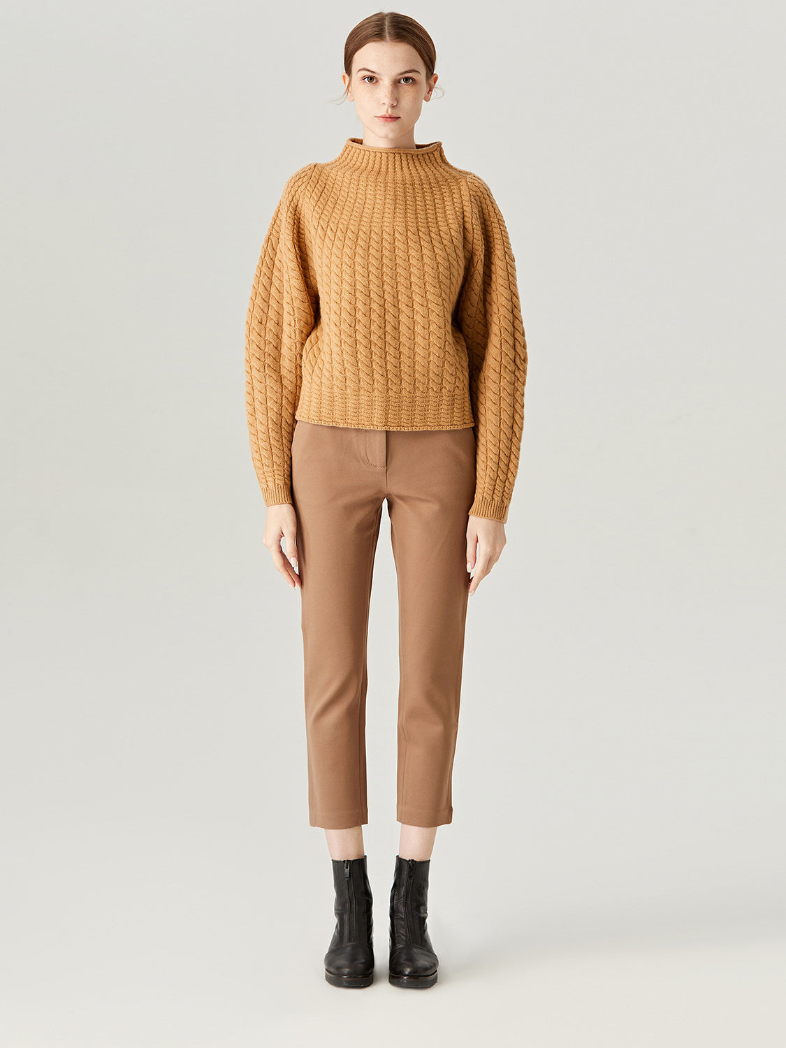 Adoring Heart Tangerine Knit Turtleneck Wool Sweater