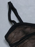 Out 'Till Morning Black Lace Mesh Cutout Sling Bodycon Mini Dress