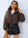 Expedition Casual Brown Quilted Bomber Jacket
