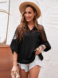 Divine Style Sheer Long Sleeve Lace Blouse