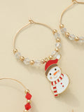 Snowman Christmas Tree Jingle Bell Earrings