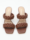 Nvuvu Square Toe Braided Two Strap High Heeled Sandal