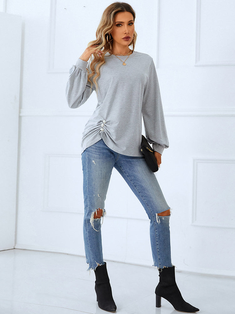 Boat House Grey Cropped Pullover Sweatshirt