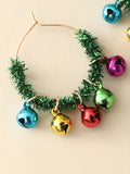 Boucles d'oreilles cloches colorées en tweed de Noël