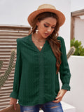 Dainty Dots Lace Long Sleeve Loose Blouse