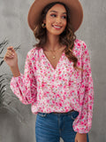 Wrapped in Blooms Floral Balloon Sleeve Wrap Top