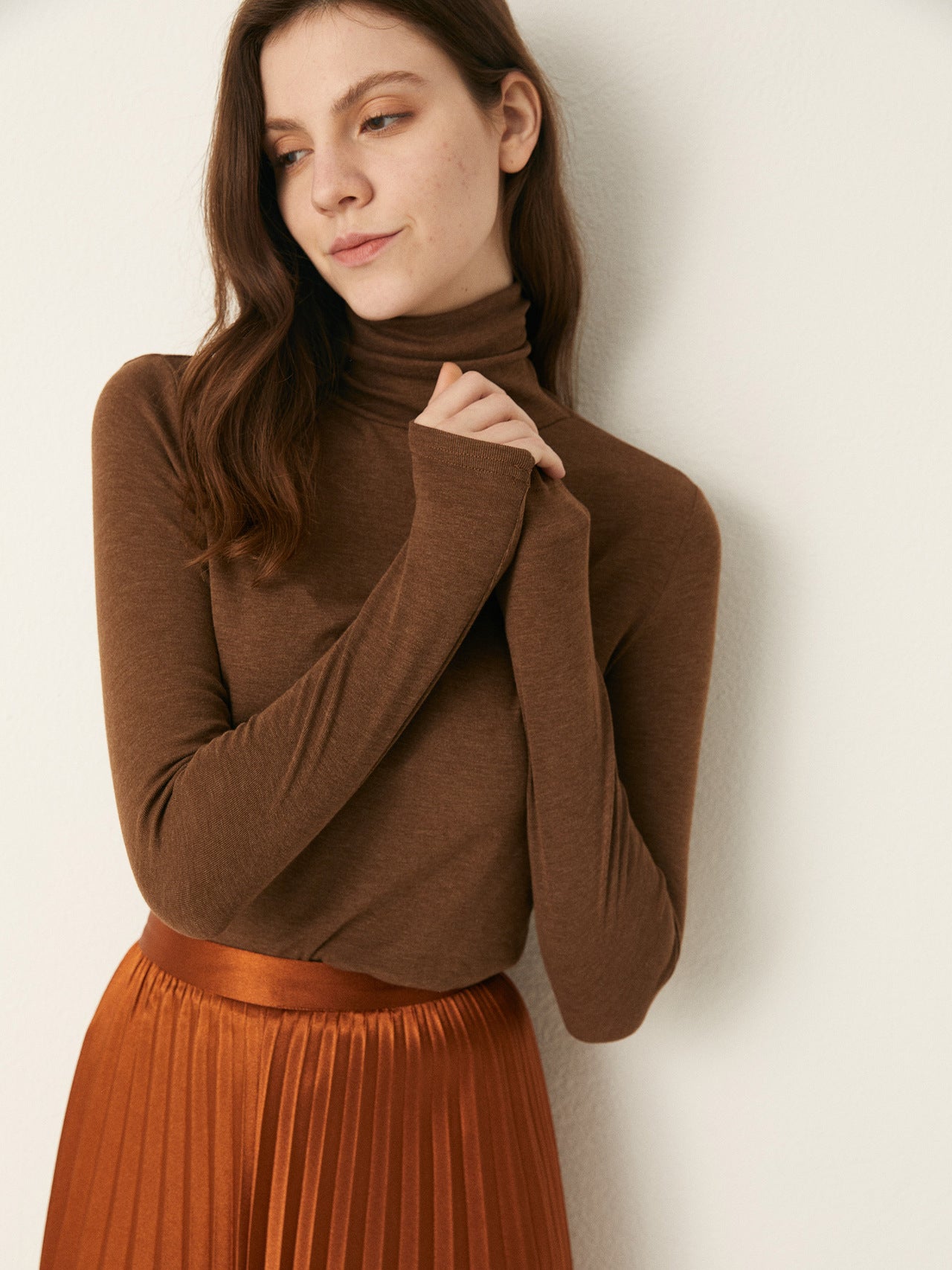 Meet Cozy Washed Knit Long Sleeve Turtleneck Sweater