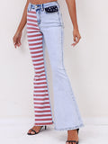 Break Away – Flare-Jeans mit hohem Bund und roten Streifen